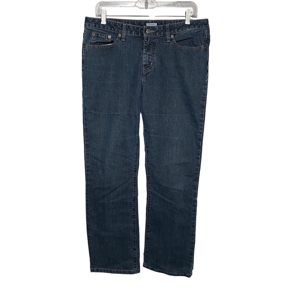 Halogen Denim Womens‎ Mid Rise Dark Wash Straight Leg Jeans Blue 12R